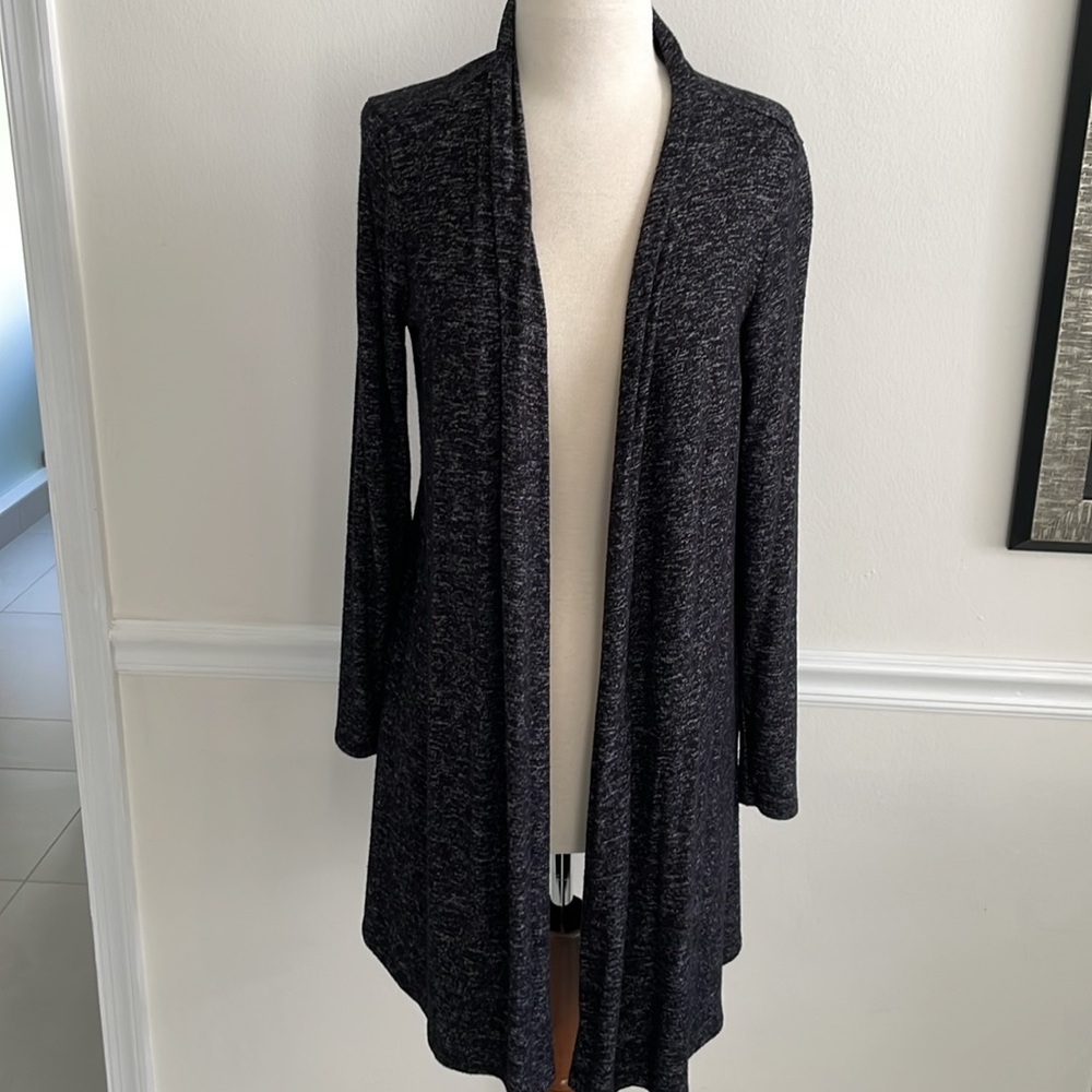 Laurie Felt NWOT Heather Open Cardigan Blk/Wh Sm - Dress up or down -comfy lux